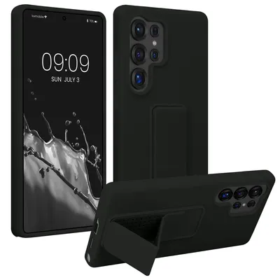 Produktbild von kwmobile Handyhülle für Samsung Galaxy S25 Ultra Hülle - TPU Silikon Case mit Fingerhalter und Stand - Schutzhülle Cover in Schwarz