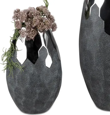 Produktbild von Deko Vase ANTHRAZIT konisch rund H. 26cm silber grau Keramik Formano