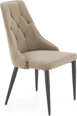 Zdjęcie produktu dla Krzesło Beżowe pikowane, welurowe, tapicerowane, eleganckie FABRO W133