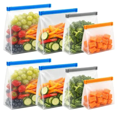 Wiederverwendbare Gefrierbeutel 8er-Pack, BPA-frei, wasserdicht