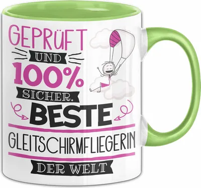 Produktbild von Gleitschirmfliegerin Geschenk Becher Tasse Gott Schuf Alle Menschen Gleich Nur Die Besten Durfeten Gleitschirmfliegerin Werden Geschenkidee Lustig (Grün)