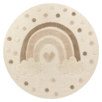 Produktbild von TT Home Kinderteppich Kinderzimmer Teppich Spielteppich Kurzflor Sonne Flauschig 3D Größe 160 cm Rund