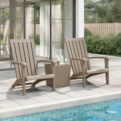 Obrázok produktu pre Záhradné stoličky Adirondack z polypropylénu, svetlohnedé, 2 kusy