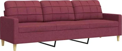 Image de vidaXL Canapé 3 places vin rouge 210 cm Tissu
