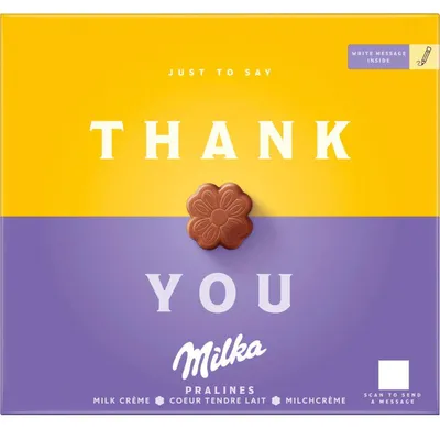 Obrázek produktu pro Milka Thank You Pralines Mléčný krém 110g – Jemné čokoládové pralinky
