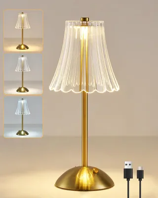 Immagine prodotto di Lampada da tavolo ricaricabile, lampada da scrivania a LED alimentata a batteria, con 3 colori e dimmer regolabile