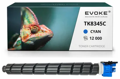 Image de Cartouche de toner compatible Evoke pour l'imprimante Kyocera TK8345 C EKY501, couleur cyan, rendement de 12 000 pages, compatible avec les modèles TASKalfa 2552ci et 2553ci, Image générée par une IA