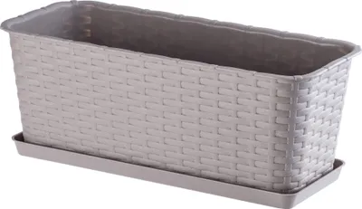 Produktbild von KADAX Balkontopf mit Untersatz "Frette", Balkonkasten mit Wasser Öffnungen, 40cm, Karamell