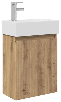 Image de Meuble sous-vasque de salle de bain vidaXL avec robinet, chêne Artisan