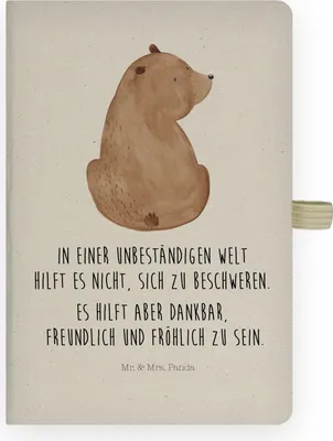 Produktbild von Mr. & Mrs. Panda Journal Bär Schulterblick - Transparent - Geschenk, Bären, DIN A4 Notizbuch, Motivation, Weisheit, Tagebuch, Bärenliebe, Teddy, skizzenbuch