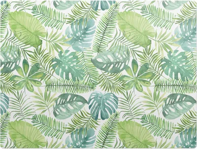 Produktbild von Tropische Blätter – Bodenschutzmatte – Stuhlunterlage 120x90 cm – Rutschfest – Hartbodenmatte