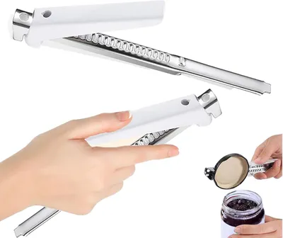 Obrázok produktu pre Otvárač na viečka nastaviteľný, 1-10 cm, 2 kusy, nerezová oceľ, ergonomická rukoväť, biely, pre seniorov