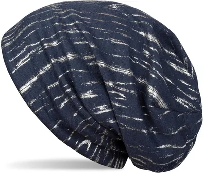 Produktbild von styleBREAKER Beanie Mütze mit Metallic Streifen, Slouch Longbeanie, Uni 04024120