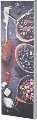 Produktbild von Wanduhr 20x60cm Braun Kaffee Coffee Rahmen Weiß Küche Bild Cafe Wanddeko Uhr