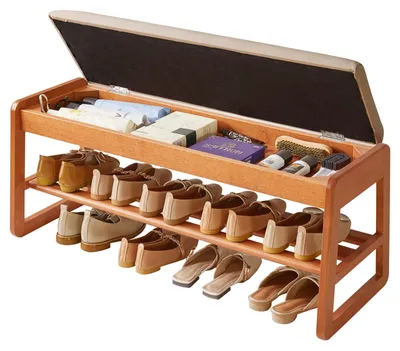 Schuhbank mit Kissen, 100 cm, kirschbaumfarben, gepolsterte Sitzfläche