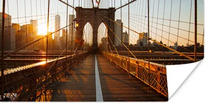 Produktbild von MuchoWow® Poster Brooklyn Bridge in New York bei Sonnenuntergang 40x20 cm - Poster für die Wand - Poster Schlafzimmer
