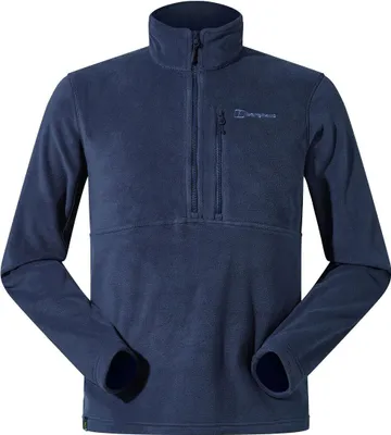 Dunkelblaue Polartec-Fleecejacke mit halbem Reißverschluss von Berghaus; geeignet als Midlayer für Herren.