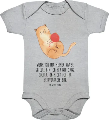 Produktbild von Mr. & Mrs. Panda babykleidung body Katze Wolle 12. - 18. Monat - Heather Grey - Geschenk, Haha, Katzen, Strampler Baby, Cats, Spielen, Babybody, Kurzarmbody, Cat