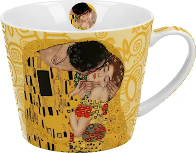 Produktbild von DUO ART GALLERY Becher 600 ml THE KISS ECRU inspired by Gustav Klimt New Bone China Porzellan