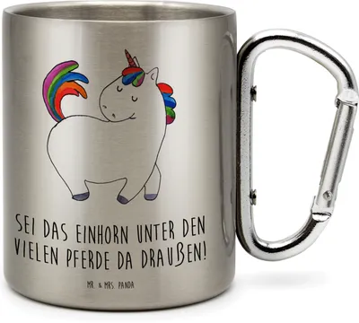 Produktbild von Mr. & Mrs. Panda Thermobecher Einhorn Stolzieren - Transparent - Geschenk, Isolierbecher Edelstahl, Einhörner, Teetasse, Trinkbecher, Edelstahlbecher, Teebecher, Stolz