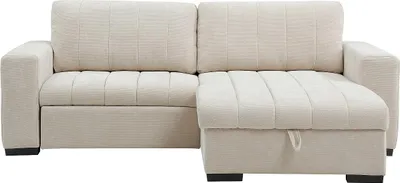 Produktbild von Ecksofa, klappbar und wendbar, aus strukturiertem Stoff – Beige – KONOTI