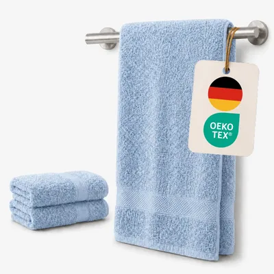 Produktbild von Komfortec 2er Handtücher 50x100 cm Set aus 100% Baumwolle, 470g/m², Frottee, Weich, Hellblau