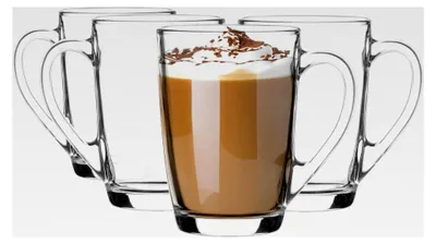 Produktbild von Set von 4 Kaffeegläsern und Teegläsern mit Henkel, 300 ml, transparent
