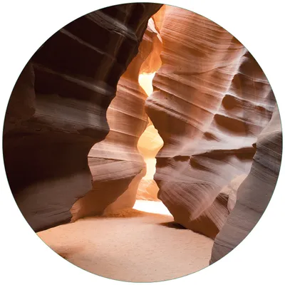 Produktbild von Wallario Premium Glasbild, freischwebende Optik, kräftige Farben, rund 50cm Durchmesser, Motiv Antelope Canyon Arizona  USA
