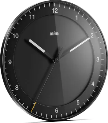 Produktbild von Braun Klassische Quarz-Wanduhr in Schwarz / präzises Leisegangwerk / Sekundenzeiger mit Floating-Effekt (ohne Ticken) / gehärtetes Glas / 30 cm