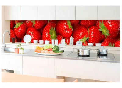 Produktbild von Küchenrückwand Folie selbstklebend ERDBEEREN 350 x 60 cm - Klebefolie - Dekofolie - Spritzschutz für Küche -