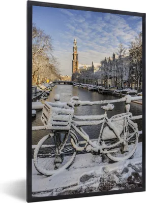 Produktbild von MuchoWow® MuchoWow® Gerahmtes Poster Winterliche Impression der Prinsengracht 40x60 cm - Poster mit zchwarzem Bilderrahmen - Papierdruck - Wandbilder