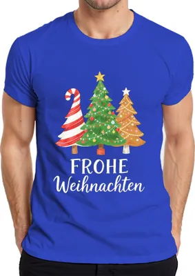 Produktbild von FROHE Weihnachten Weihnachtsbaum Tannenbaum Zuckerstange Lebkuche Herren T-Shirt, Blau, XXL