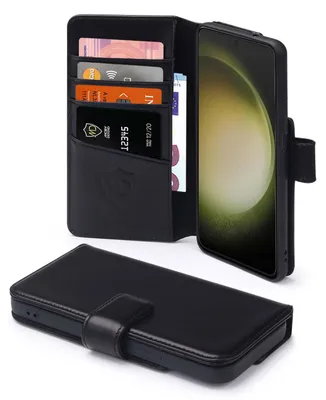 Productafbeelding van MobyDefend Hoesje - Geschikt voor Samsung Galaxy S23 Ultra  - Luxe Leren  Wallet Bookcase - Zwart