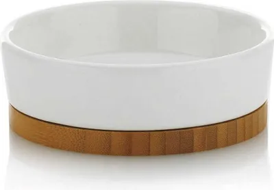 Produktbild von Seifenschale Natura Keramik/Bambus 4cm Ø12cm weiß