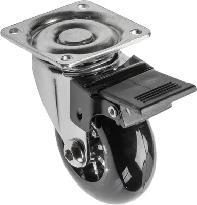 Produktbild von GTV - Möbelrolle BRAZYLIA mit Feststeller - Lenkrollen für Möbel - Stahl/PC/PU - Durchmesser 50 mm - Schwenkräder 360 Grad - Gesamtlast pro Rolle 40 kg - schwarz