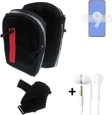 Produktbild von K-S-Trade Outdoor Gürteltasche Holster Umhängetasche + Kopfhörer kompatibel mit Asus Zenfone 9 schwarz Handy Tasche Case travelbag Schutzhülle