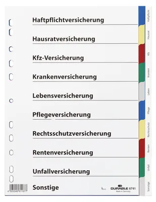 Produktbild von DURABLE Register A4 10-tlg., 674127 mehrfarbig