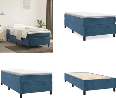 Produktbild von vidaXL Boxspringbett Dunkelblau 90x200 cm Samt - Boxspringbett - Boxspringbetten - Bett - Schlafzimmermöbel