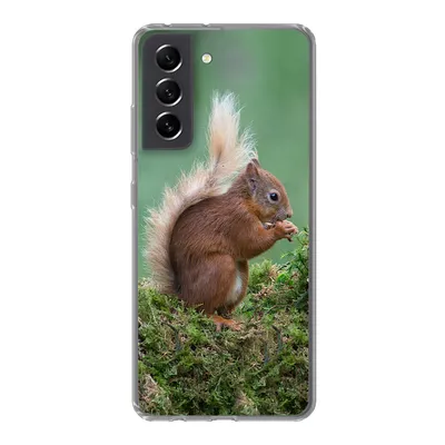 Produktbild von MuchoWow® Handyhülle Schutzhülle Hülle für Samsung Galaxy S21 FE Eichhörnchen - Wald - Moos Silikon Softcase Handy Hülle - Mobiltelefonhülle