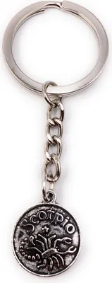 Produktbild von Onwomania Schlüsselanhänger Keychain Silber Metall Kreis Anhänger Skorpion Sternzeichen