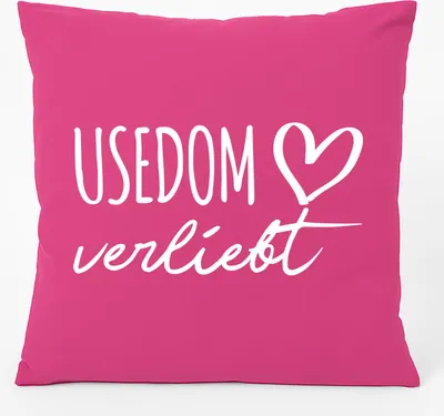Produktbild von Huuraa Kissen Usedom verliebt 40x40cm mit Füllung Fuchsia Baumwolle Dekokissen Geschenkidee