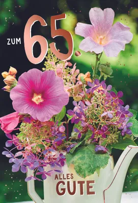 Produktbild von 65. Geburtstag Alles Gute Blumen Glückwunschkarte mit Umschlag