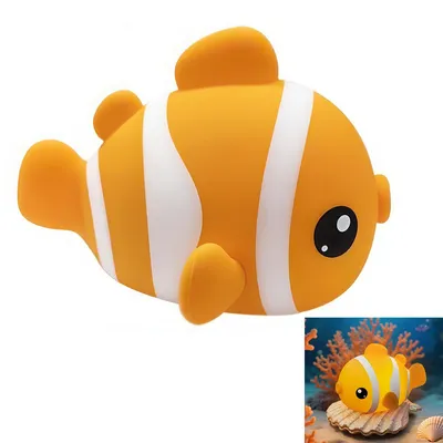 Produktbild von Nachtlicht Kinder Clownfisch, Nachtlampe Dimmbar Timer, Touch-Steuerung Silikon Nachtlicht Baby, USB-Aufladbar, Cute Nachtlicht Kinderzimmer Deko