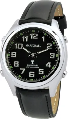 Produktbild von Marschall Funk ◙ TALKING WATCH > Armbanduhr Ø 40mm schwarzes Lederband