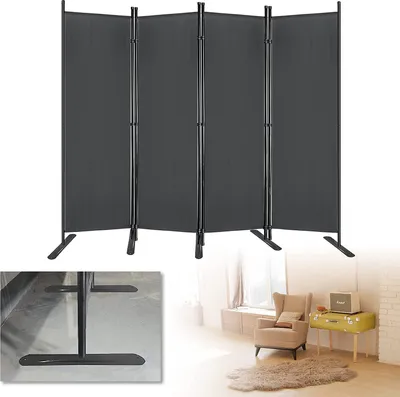 Produktbild von ACXIN Paravent Raumteiler Sichtschutz Trennwand 225 x 180 cm 4 Teile Sichtschutzwand Wandschirm Faltbar Garten Büros Raumteiler Stellwand (Dunkelgrau)