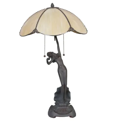 Obrázok produktu pre LumiLamp 5LL-5719 Tiffany stolová lampa Ø 41x70 cm Béžová sklenená stolová lampa