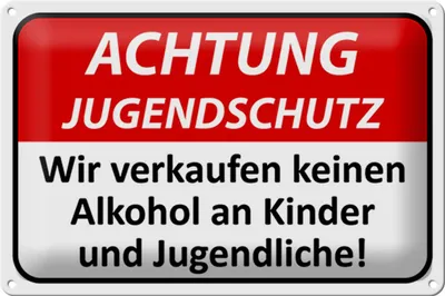 Produktbild von Blechschild Hinweis 30x20cm Achtung Jugendschutz