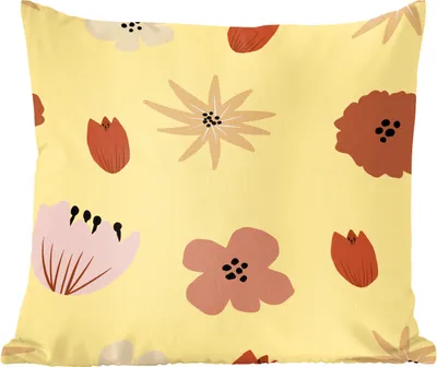 Produktbild von MuchoWow® Zierkissen Sofakissen Wohnzimmer Dekokissen 50x50 cm Blumen - Gelb - Abstrakt - Komfort - Sofakissen