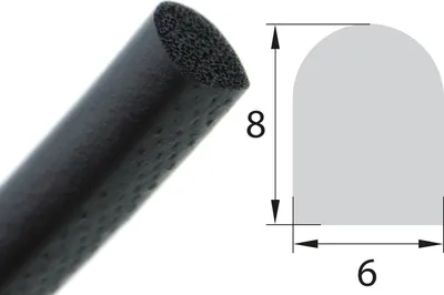 Produktbild von DP37 Moosgummidichtung Halbrundprofil Zargendichtung Türdichtung Dämpfungsprofil