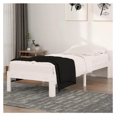 Produktbild von Bettgestell in Weiß, 75 x 190 cm, kleines Einzelbett mit Zubehör